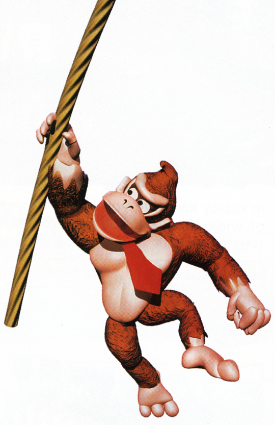 DK swinging on rope