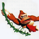 DK swinging on a vine